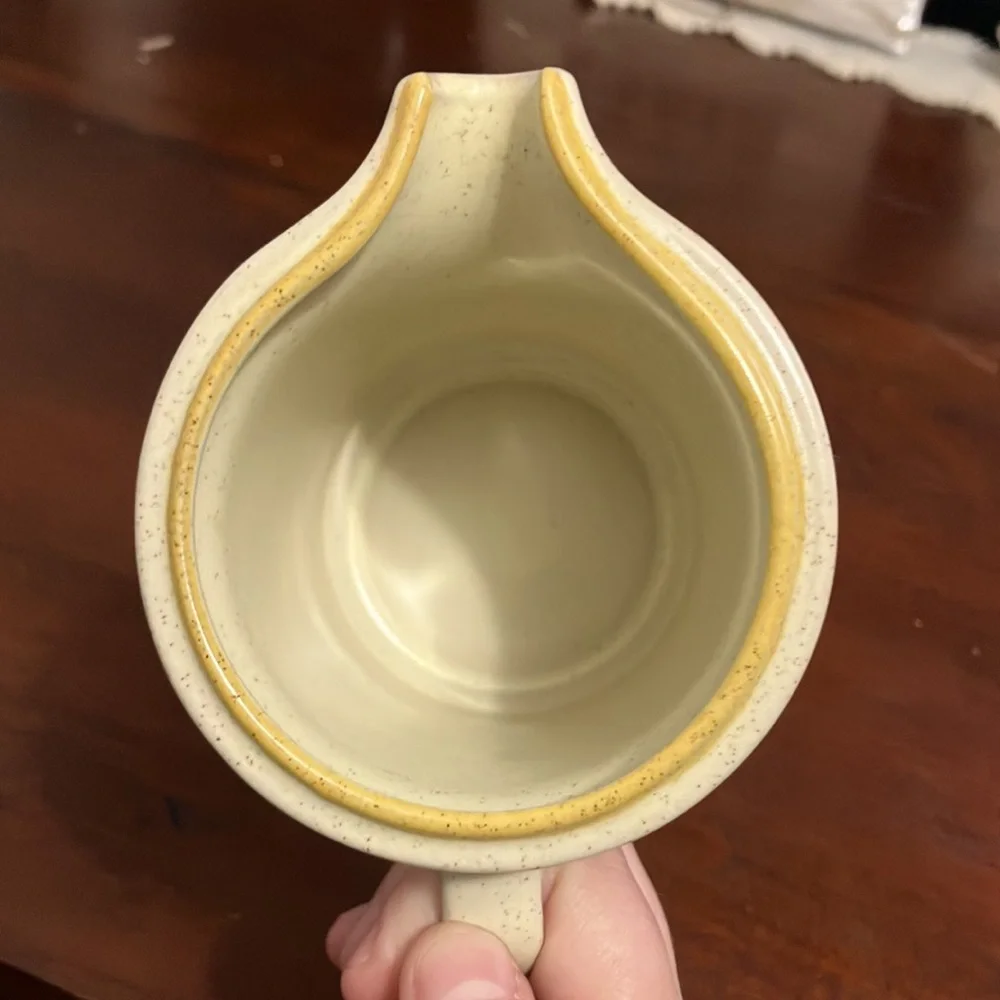 Vintage Hearthside Garden Festival Stoneware Creamer Yellow Rim Speckled Japan